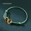 Bangle Moonlight ajustável duplo quatro folhas trevo charme pulseira para mulheres clássico corda de seda moda jóias presentes de festa 231219