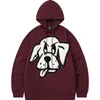 Mens Hoodies Moletons Versão Coreana Filhote de Cachorro Impressão Padrão Com Capuz Fino High Street American Retro Solto Encaixe Casual Casal 231218