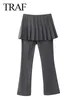 Spodnie damskie Spring Women Fashion spodnie solidne, szczupłe plisowane spódnica nakładka długa kobieta Wild High Street Females Culottes