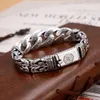 Bangle S925 Sterling Silver Original Certified SixCharacter Mantra Woven Mens Bracelet Retro Domineering Personality Chain 231219