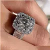 Fedi nuziali Choucong Fedi nuziali di marca uniche Gioielli di lusso 925 Sterling Sier Fill Taglio rotondo Topazio bianco Cz Pietre preziose di diamanti Ete Dhyoa