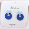 Ensemble de boucles d'oreilles en acrylique pour femmes, bijoux avec nœud goutte d'amour, cœur bleu, vente en gros