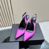 Hochwertige Seiden-High-Heels für Damen mit Schnalle aus Satin, spitze Zehen, Stiletto-Absatz-Sandalen, 10,5 cm, Luxus-Designer-Schuh, Kleid, Dinner-Party-Schuhe, Fabrikschuhe, mit Box