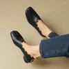 Модельные туфли Phoentin, туфли-лодочки на низком каблуке с раздельным носком, женские лоферы из натуральной кожи, осенняя новинка с ремешком на спине, золотистый, черный, новинка для вечеринки, FT2948