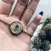 Pulsera de San Benito de oro amarillo de 14 quilates, Pulsera de cruz de San Benito para mujeres y hombres, joyería religiosa de San Benito