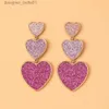 Dangle żyrandol Lost La Cute Purple Pink Heart Wiselant Kolczyki dla kobiet nowe Tren Big Wedding Extrings Hurtowe biżuterię 231219