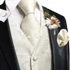Erkek yelek hi-tie erkek yelek kravat hankerchief cufflinks corsage set yelek kolsuz ceket yaka çiçek kravat iş düğün etkinlikleri