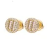 Bijoux fantaisie Hihop prix de gros Baguette 5a Zircon diamant 925 en argent Sterling forme ronde boucles d'oreilles