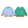 2024 Spring Girls Rabbit Printed Jacket Children 가역형 옷깃 아웃복 아웃복 아동 만화 주름 데님 서스펜더 드레스 Z6151