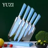 Knives YUZI Stainless Steel Knives Kitchen knives 6Pcs Set Chef knife Breading Slicing Tool Cleaver Utility Tools with Block