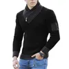 Maglioni da uomo Casual uomo sciarpa lavorata a maglia maglione a collo alto stile per uomo slim fit tinta unita caldo abbigliamento pullover in cotone vintage