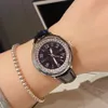 Montres-bracelets de marque complète pour femmes et filles, cadran floral en diamant, bracelet en cuir, Quartz de luxe avec Logo CC horloge CHA 87