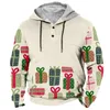 Men's Hoodies Christmas Snowflake Printed Hoodie Retro Minimalist Shoulder Hooded Half Button Henry Sports Sweater Hat Drawstring