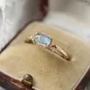 Bagues de cluster LAMOON Bague de luxe Femmes Accessoires Naturel Labradorite Topaz Gemstone 925 S Terling Argent Plaqué Or Bijoux RI207