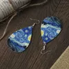 Dangle Kronleuchter 1Pair Bohemian Fashion Pu Leder Drop Ohrringe Star Print Männer und Frauen alltäglicher Kleidung Ohr Juwely kreative Persönlichkeit Geschenkl231219