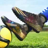 Ungdomsbarn fotbollsskor pojkar flickor hög toppfotboll stövlar barn professionella utomhusutbildningsskor för kvinnlig man