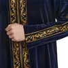 Etnische kleding moslim mannen Jubba Thobe Islam Fluwelen borduurwerk Wintergewaad Saudi Abaya Caftan Jubah Thoub Dubai Arabische Thawb Ramadan Jurk