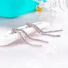 Boucles d'oreilles pendantes longues pampilles pour femmes, cerceau en argent Sterling S925, diamant à haute teneur en carbone, bijoux fins de luxe pour mariage, 2023