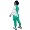 Women's Two Piece Pants Autumn And Winter Color-blocking Single-breasted Fashion Baseball Uniform Two-piece Set