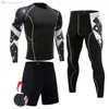 Compressão masculina ternos esportivos ginásio collants roupas de treino jogging conjunto esportivo correndo rashguard treino para homem 240111