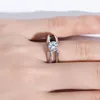 Eheringe LESF Damen-Solitär-Ehering, echter Ring aus 925er Sterlingsilber, 1 Karat D-Diamant, Verlobungsgeschenk, 231218