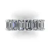 Eternidade completa esmeralda corte laboratório anel de diamante 925 prata esterlina bijou noivado anéis de banda de casamento para mulheres masculino charme jóias259s