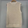 Gilet da donna IOO 2023 Brand TOTE Gilet resistente con oltre 3000 perle finte Super lucido e squisito Vestibilità ampia Bianco puro senza maniche