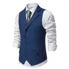 Gilets pour hommes Hommes Costume Gilet Herringbone Tissu Gilet Business Mariage Casual Col Turndown Col Formel Robe Blazer V11