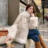 Женское меховое осенне-зимнее пальто из искусственной кожи для женщин, утолщенная и модная утягивающая красивая плюшевая куртка из искусственной кожи