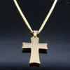 Pendant Necklaces 2023 Cross Stainless Steel Long Necklace For Women/Men Black Gold Color Classic Jewelry Collier Homme NXH111S05