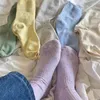 Meias femininas 1/5 pares aveia colorida outono tubo médio meia algodão puro ins na moda pontos fio sox para meninas meias de chão interior