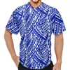 Mäns casual skjortor sommar män skjorta polynesiska stamkläder samoa hawaiian fiji tapa blommor tryck knapp ner andningsbar baseball tröja