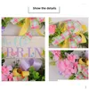 Decorative Flowers Wreaths Bow Wreath Welcome Door Sign Festival Spring Summer Garlands Farmhouse Decor Drop Delivery Home Garden Fest Oty68