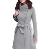 Dames Wolmix 2020 Dames Winter Revers Wollen Jas Trenchcoat Lange Mouw Overjas Uitloper Abrigos Mujer Invierno 2020 Kameeljas Grote maten