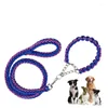 Dog Collars Large Leash Traction Rope Collar Set Hand-knitted Strong Durable Nylon Braided Leashes For Medium Big Small Dogs Bully