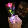 Dekorativa blommor Alla hjärtans dag LED -simulering Artificiell evig blomma Glödande Rose med strängbelysning Julklapp till flickvän