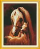 Verktyg Deep Love of the Horse Mother and Her Baby, Handmade Cross Stitch Craft Tools Brodery Needwork Set Counted Print på Canvas D