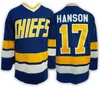 Groothandel Charlestown Chiefs Jersey, Hanson Brother Slap Shot heren 16 JACK HANSON 17 STEVE HANSON 18 JEFF Movie Hockey Jersey S-3Xl 57