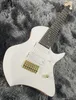 Elektriska gitarr 8 strängar bultar på förenade gulddelar Solid White Body White Poots Inlay Rosewood Fingerboard