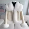 Pele feminina 2023 temporada de inverno imitação casaco feminino temperamento de alta qualidade curto fino gola de cabelo grosso quente casacos falsos