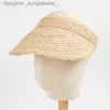 Visors New Fashion Spring And Summer Raffia Empty Top Hat Light And Breathable Outdoor Sunshade Sun Hat Female Str WholesaleL231219