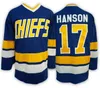 2016 Brothers Charlestown Slap Shot Película CCM Hockey Jerseys Barato 16 Jack Hanson 17 Steve Hanson 18 Jeff Hanson 7 Reggie DUNLOP Azul 85