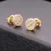 Bijoux fantaisie Hihop prix de gros Baguette 5a Zircon diamant 925 en argent Sterling forme ronde boucles d'oreilles