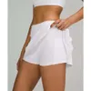 Lu Shorts Align Skirts Women Yoga Summer Slimming Tennis Golf Pace Rival Ladies Mid Waist Sports Anti-exposure Age-reducing Nude Feel Short Skirt Lemons Ll Exercise