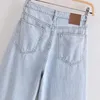 Jeans wixra kvinnor streetwear denim byxor damer pojkvän avslappnad hög midja ljusblå fickor lösa jeans höstfjäder