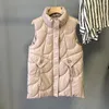 여성용 조끼 퀼트 미드 길이 스탠드 칼라 가벼운 zip Gilet Bodywarm 겉옷 두꺼운 패딩 된 병원 소매 조끼