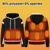 Sweats à capuche pour hommes Hommes Femmes Streetwear à manches longues Manteaux amples Confortable Veste chauffante légère rechargeable par USB Doux 3 niveaux de chaleur 9 zones