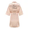 Women's Sleepwear Champagne Bathrobe Bride Satin Robe Women Bridal Party Sister Team Mother Of The Gift Bridesmaid Wedding Short Robes