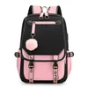 Schultaschen OPDOS große Schultaschen für Mädchen im Teenageralter, USB-Anschluss, Segeltuch-Schultasche, Studenten-Büchertasche, modisch, schwarz, rosa, Teenager-Schulrucksack 231219