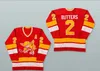 Mens Womens Youth 2 Bill Butters Jersey Minnesota Fighting Saints 1972-73 Yellow 1976-77 Red Custom Hockey Jerseys 43